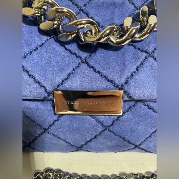 STELLA MCCARTNEY Blue Denim Color BECKETT Chain Shoulder Bag in faux Suede - Picture 5 of 13